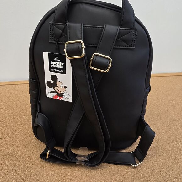 Disney Primark Winking Mickey Mouse Black Embossed Backpack Bag New (B9) - Picture 5 of 11
